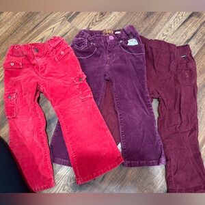 3T bundle of 3 pairs denim, corduroy pants